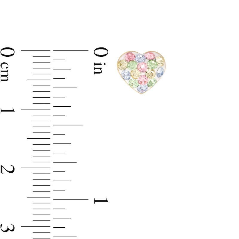 Main Image 2 of Child's Simulated Multi-Color Crystal Heart Stud Earrings in 14K Gold