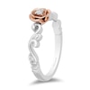Thumbnail Image 1 of Enchanted Disney Belle Diamond Accent Solitaire Rose Scrolled Promise Ring in 10K Two-Tone Gold