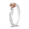 Thumbnail Image 2 of Enchanted Disney Belle Diamond Accent Solitaire Rose Scrolled Promise Ring in 10K Two-Tone Gold