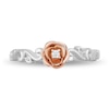 Thumbnail Image 2 of Enchanted Disney Belle Diamond Accent Solitaire Rose Scrolled Promise Ring in 10K Two-Tone Gold