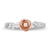 Thumbnail Image 3 of Enchanted Disney Belle Diamond Accent Solitaire Rose Scrolled Promise Ring in 10K Two-Tone Gold