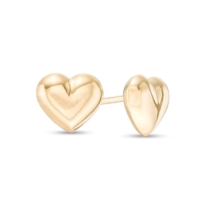 Main Image 1 of Puffed Heart Stud Earrings in 14K Gold