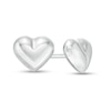 Puffed Heart Stud Earrings in 14K White Gold