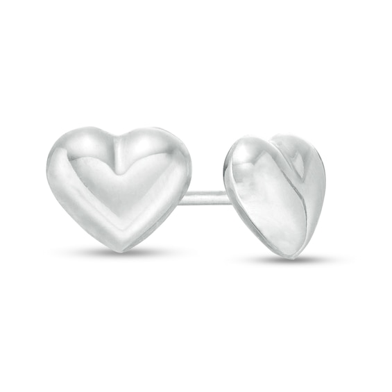 Puffed Heart Stud Earrings in 14K White Gold Puffed Heart Stud Earrings in 14K White Gold
