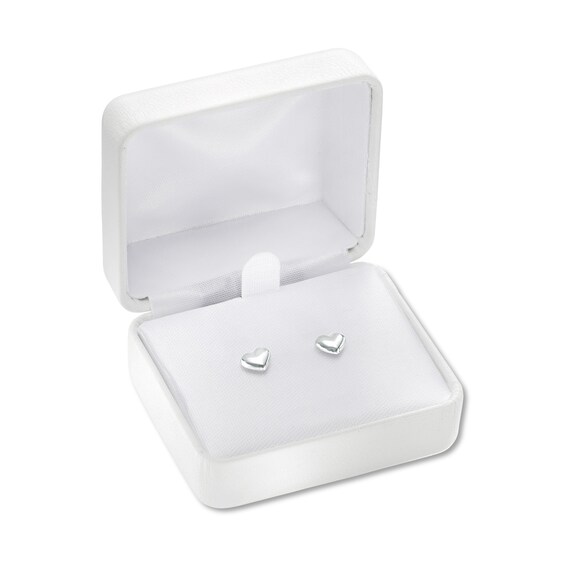 Puffed Heart Stud Earrings in 14K White Gold Puffed Heart Stud Earrings in 14K White Gold