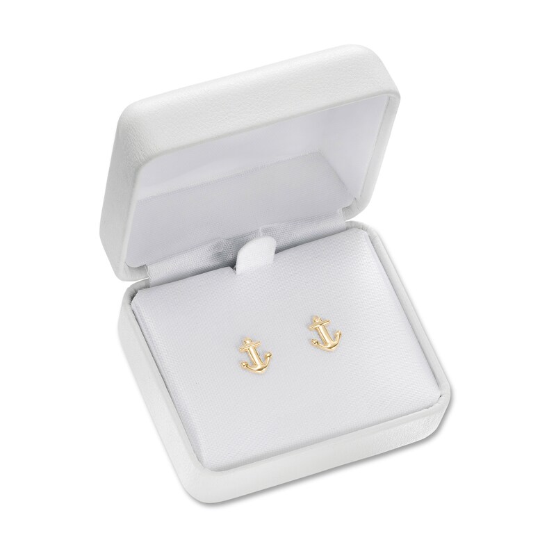 Anchor Stud Earrings in 14K Gold