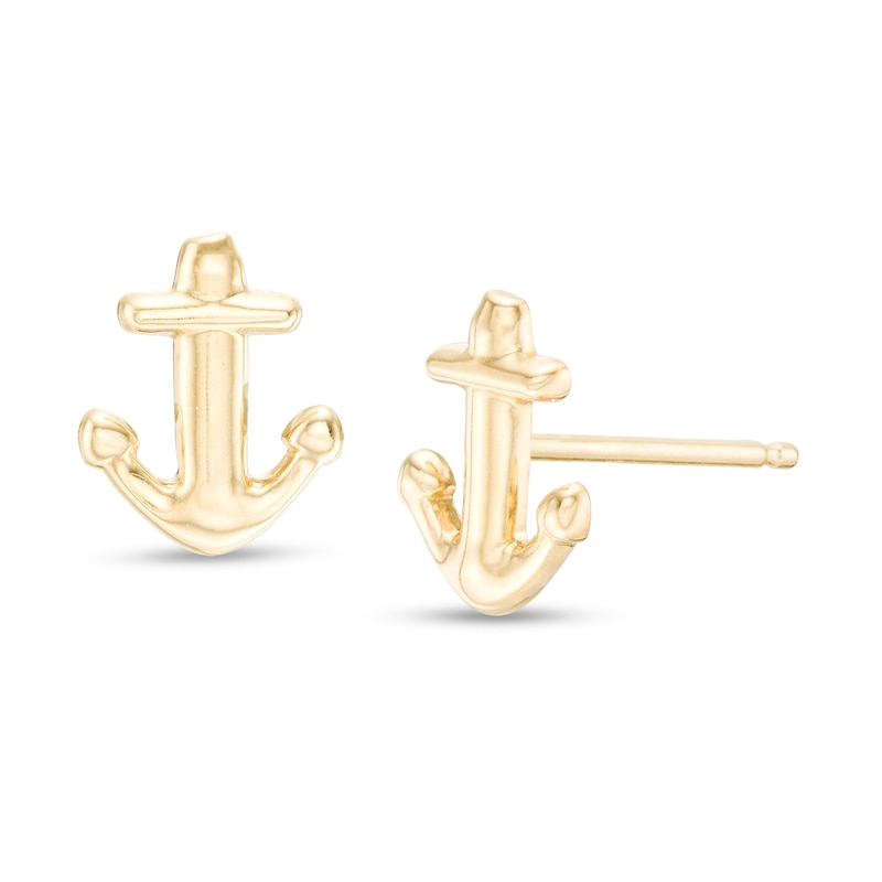Anchor Stud Earrings in 14K Gold