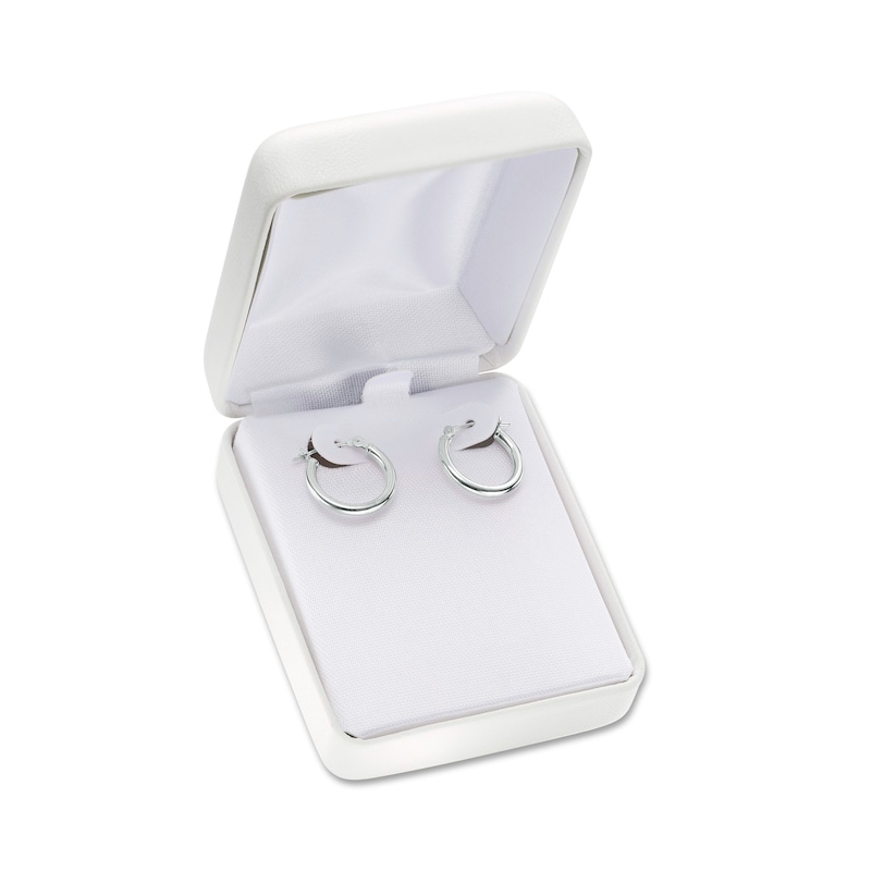 2.0 x 14.0mm Tube Hoop Earrings in 14K White Gold