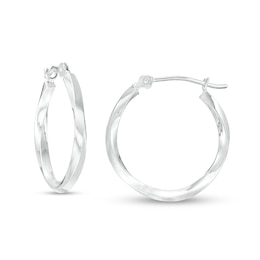 20.0mm Twist Hoop Earrings in 14K White Gold