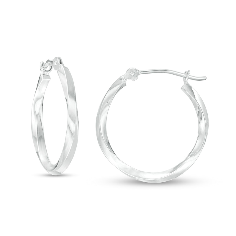 1.52 x 20.0mm Twist Hoop Earrings in 14K White Gold