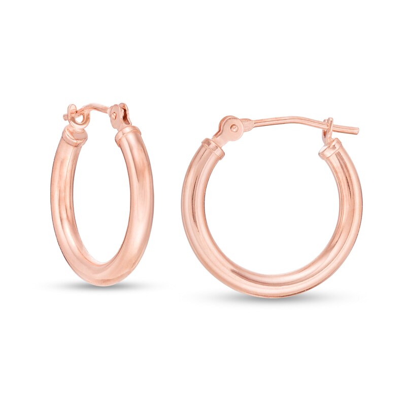 2.0 x 16.0mm Tube Hoop Earrings in 14K Rose Gold