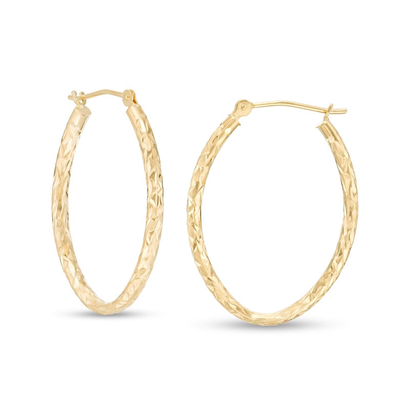 14k Yellow Gold Solid Hoops Round Earrings Diamond Cut Polished Fancy Genuine Design 25 x 3 mm 