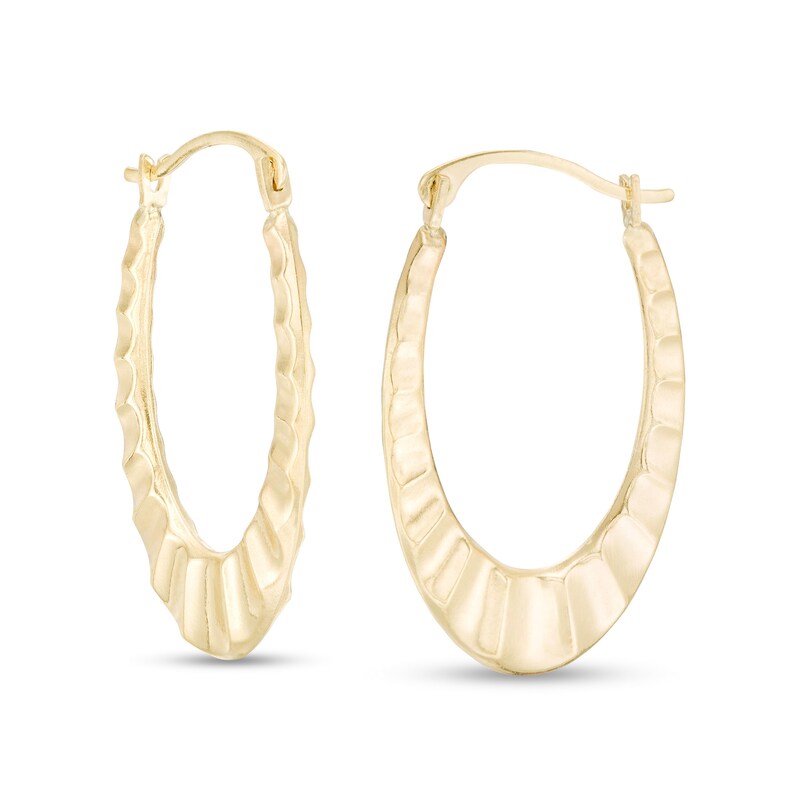 Main Image 1 of 29.0mm Wavy Oval Hoop Earrings in 14K Gold