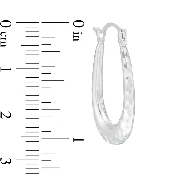 15.0 x 23.5mm Hammered Oval Hoop Earrings in 14K White Gold 15.0 x 23.5mm Hammered Oval Hoop Earrings in 14K White Gold
