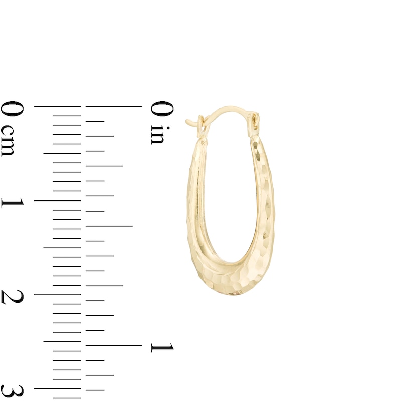 15.0 x 23.5mm Hammered Oval Hoop Earrings in 14K Gold
