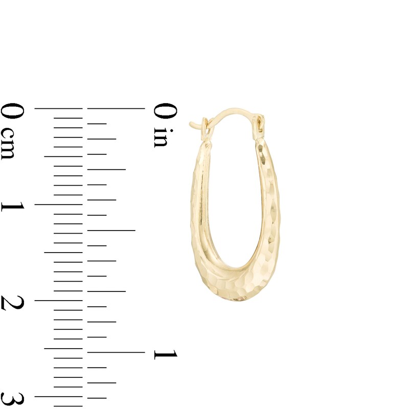 15.0 x 23.5mm Hammered Oval Hoop Earrings in 14K Gold