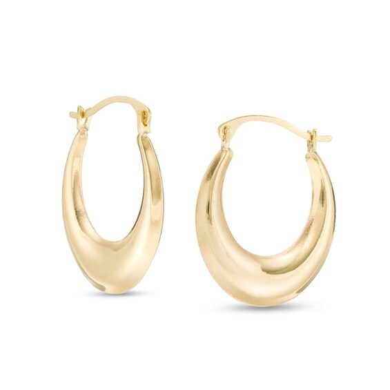 Puffed Oval Hoop Earrings in 14K Gold Puffed Oval Hoop Earrings in 14K Gold
