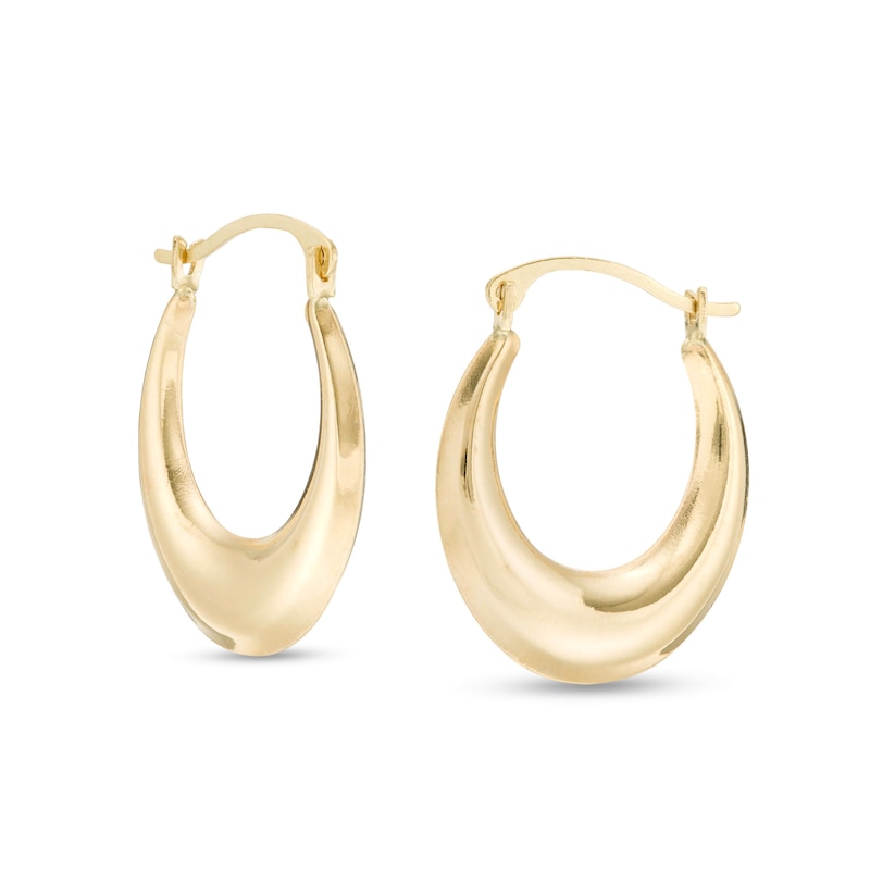 Puffed Oval Hoop Earrings in 14K Gold
