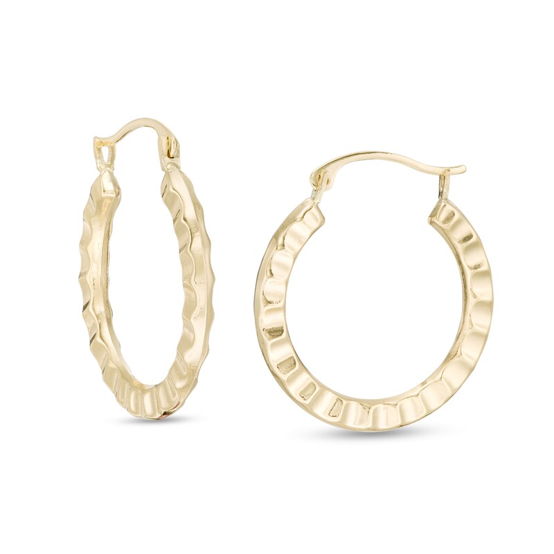 Main Image 1 of 20.0mm Ribbed Hoop Earrings in 14K Gold