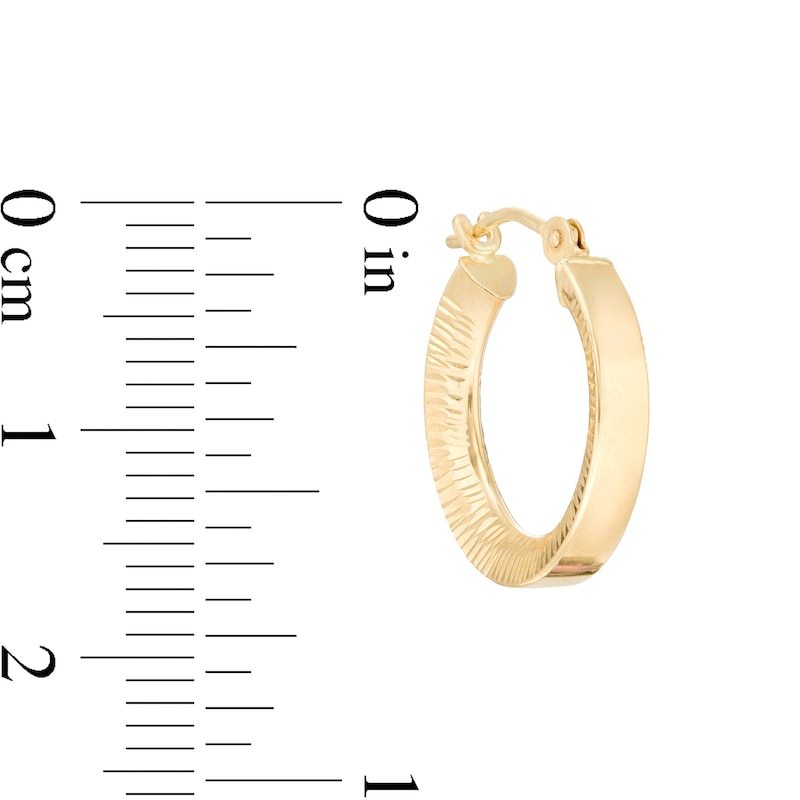 3.0 x 16.0mm Textured Hoop Earrings in 14K Gold