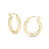 Thumbnail Image 0 of 3.0 x 16.0mm Diamond-Cut Ribbed Hoop Earrings in 14K Gold