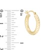 3.0 x 16.0mm Diamond-Cut Ribbed Hoop Earrings in 14K Gold