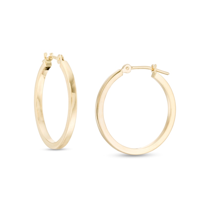 Main Image 1 of 20.0mm Squared Tube Hoop Earrings in 14K Gold
