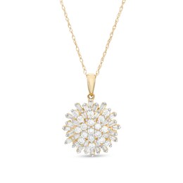 1 CT. T.W. Composite Diamond Starburst Pendant in 10K Gold