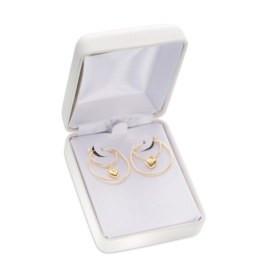 Heart Dangle Double Row Hoop Earrings in 14K Gold Heart Dangle Double Row Hoop Earrings in 14K Gold