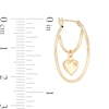 Thumbnail Image 3 of Heart Dangle Double Row Hoop Earrings in 14K Gold