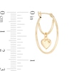 Thumbnail Image 2 of Heart Dangle Double Row Hoop Earrings in 14K Gold