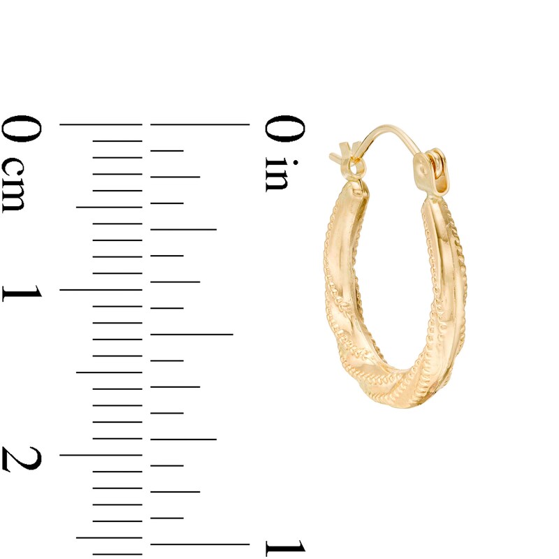Main Image 3 of 18.0mm Beaded Twist Hoop Earrings in 14K Gold