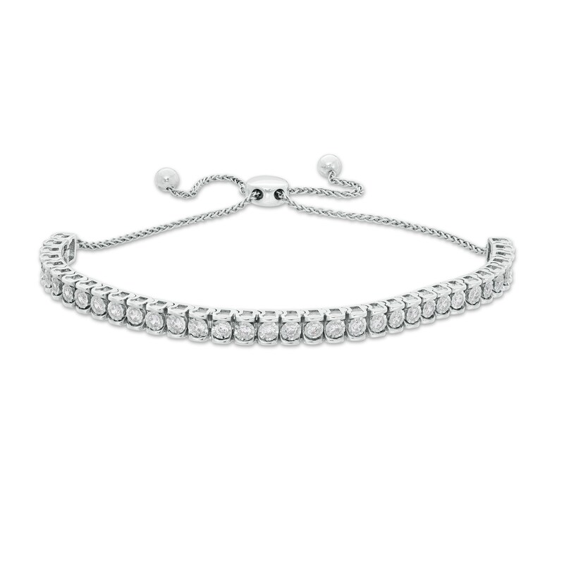 Main Image 1 of 1 CT. T.W. Diamond Tennis Bolo Bracelet in 10K White Gold - 9.5&quot;