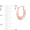 Thumbnail Image 2 of 14.5 x 16.5mm Heart Trio Pattern Hoop Earrings in 14K Rose Gold
