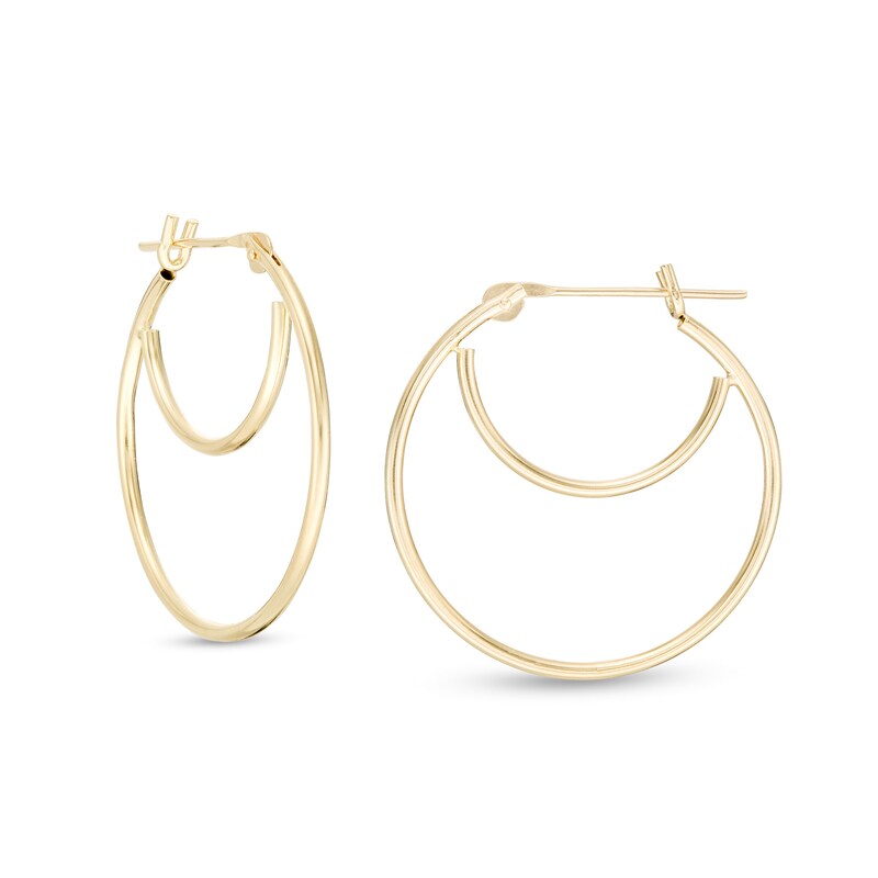 Main Image 1 of 22.0mm Double Row Hoop Earrings in 14K Gold