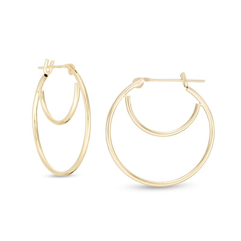 22.0mm Double Row Hoop Earrings in 14K Gold