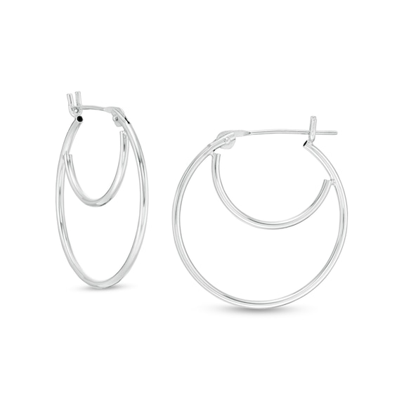 22.0mm Double Row Hoop Earrings in 14K White Gold 22.0mm Double Row Hoop Earrings in 14K White Gold
