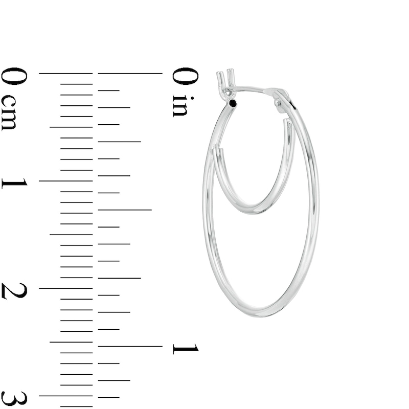 22.0mm Double Row Hoop Earrings in 14K White Gold