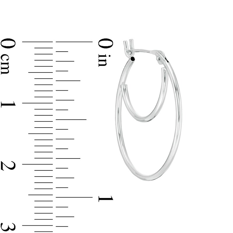 22.0mm Double Row Hoop Earrings in 14K White Gold