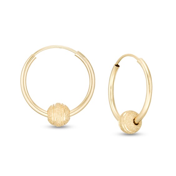 16.0mm Sliding Bead Hoop Earrings in 14K Gold 16.0mm Sliding Bead Hoop Earrings in 14K Gold