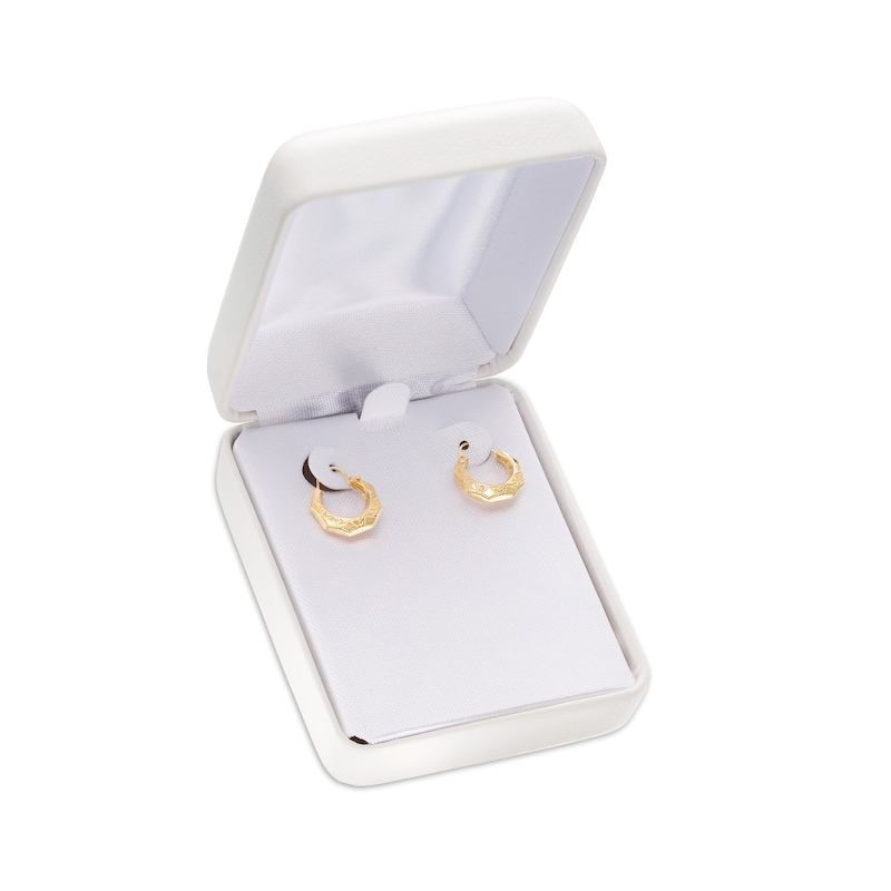 Main Image 2 of 14.0mm Etched Geometric Hoop Earrings in 14K Gold