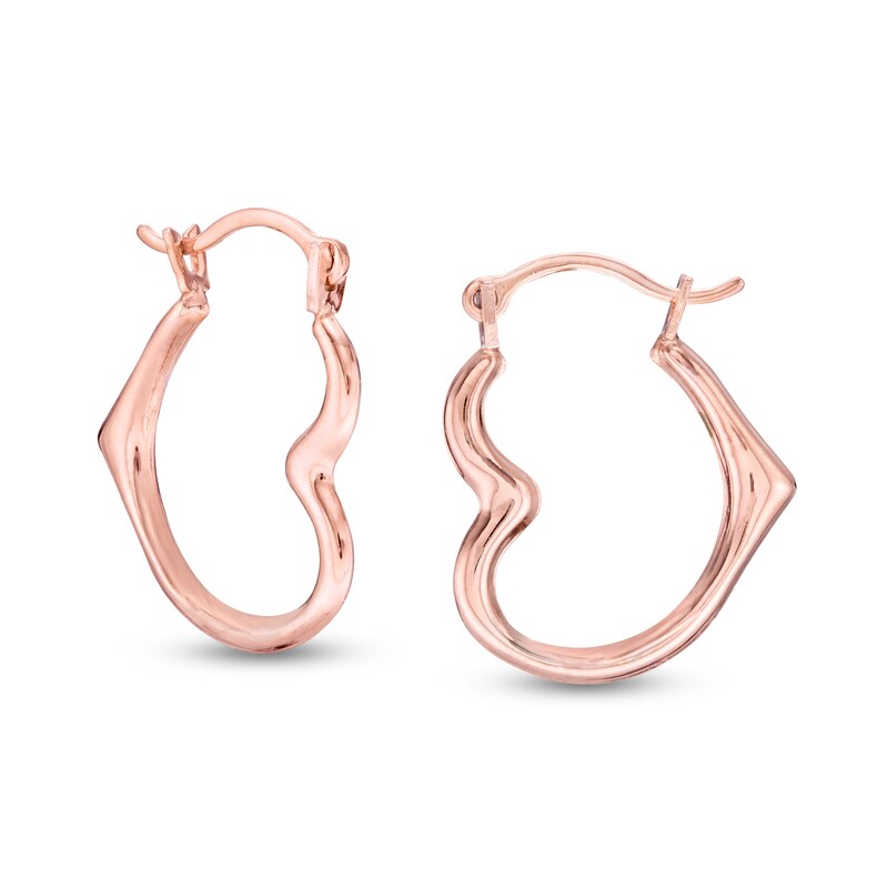 Main Image 1 of Heart-Shaped Hoop Earrings in 14K Rose Gold