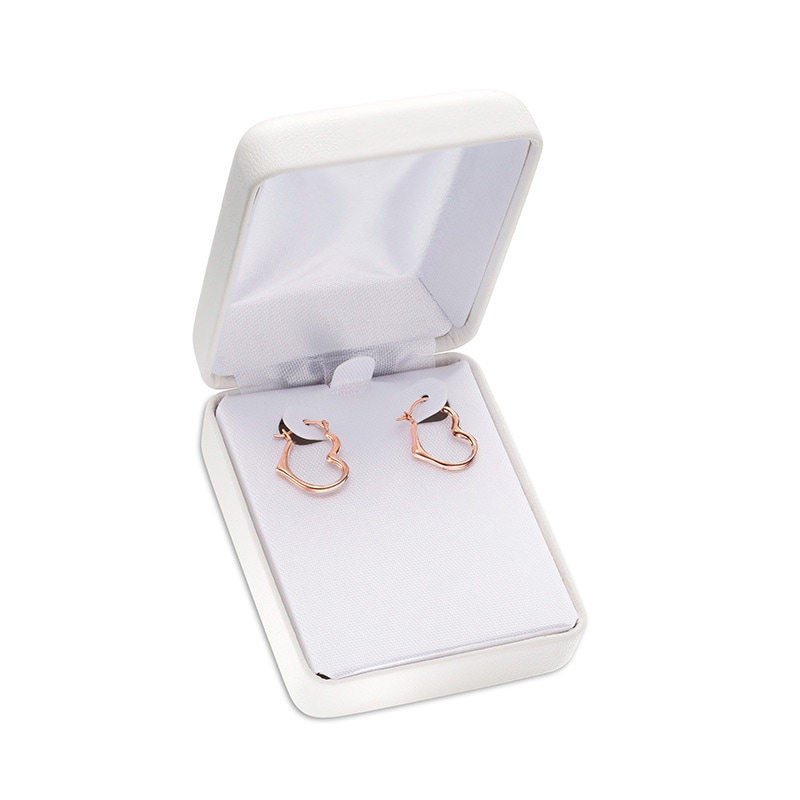 Main Image 2 of Heart-Shaped Hoop Earrings in 14K Rose Gold
