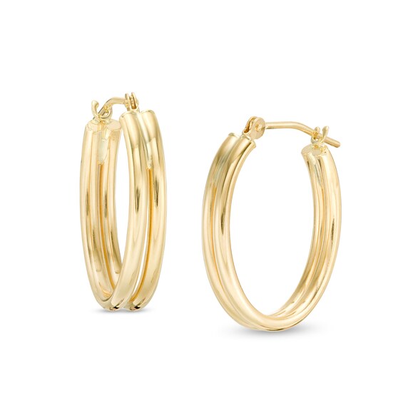 16.0 x 20.0mm Double Row Oval Tube Hoop Earrings in 14K Gold 16.0 x 20.0mm Double Row Oval Tube Hoop Earrings in 14K Gold