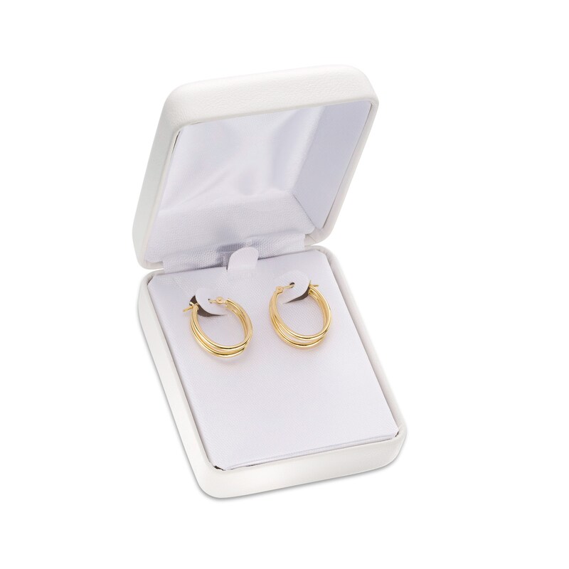 16.0 x 20.0mm Double Row Oval Tube Hoop Earrings in 14K Gold