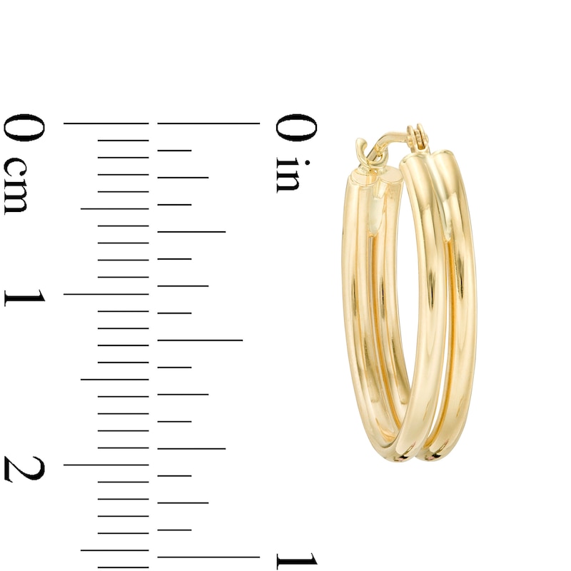 16.0 x 20.0mm Double Row Oval Tube Hoop Earrings in 14K Gold