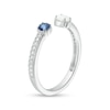 Thumbnail Image 2 of Oval Lab-Created Opal, Blue and White Sapphire Wrap Ring in Sterling Silver