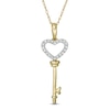 Thumbnail Image 0 of 1/10 CT. T.W. Diamond Heart-Top Key Pendant in 10K Gold