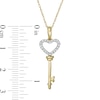 Thumbnail Image 1 of 1/10 CT. T.W. Diamond Heart-Top Key Pendant in 10K Gold