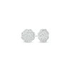 Thumbnail Image 1 of 1/2 CT. T.W. Hexagonal Multi-Diamond Flower Frame Stud Earrings in 10K White Gold